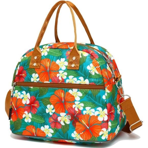 Handbags - LUNCH Bag With Shoulder Strap for Women, Men, and Kids - Flower